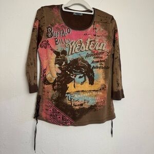 Western Y2K Vanilla Sugar Artistic Rodeo Leather Lace Up Sides Quarter Sleeve